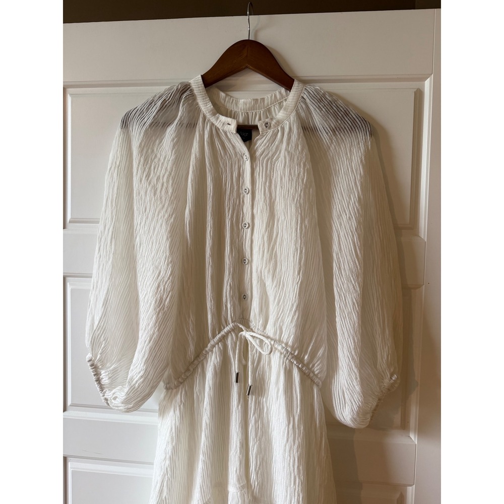 Minkpink White Textured Peasant Dress Medium Cottagecore Prairie Romanti - Picture 3 of 10